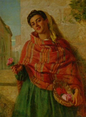 Young beauty holding a rose